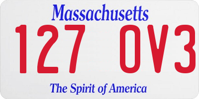 MA license plate 127OV3