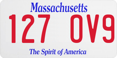 MA license plate 127OV9