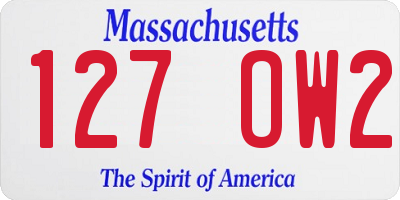 MA license plate 127OW2