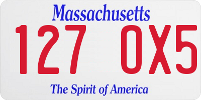 MA license plate 127OX5