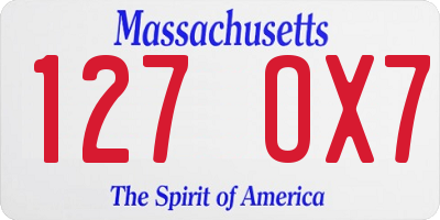 MA license plate 127OX7