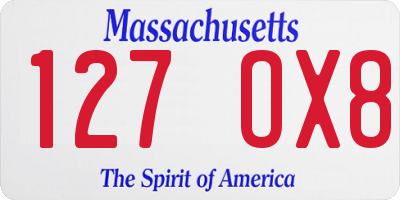 MA license plate 127OX8