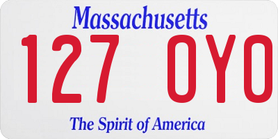 MA license plate 127OY0