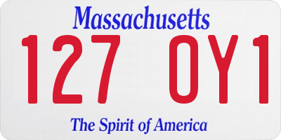 MA license plate 127OY1