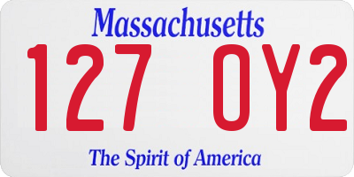 MA license plate 127OY2