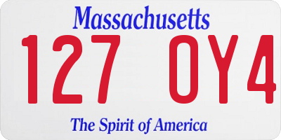 MA license plate 127OY4