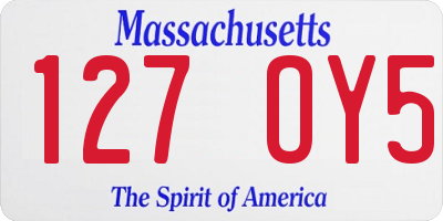 MA license plate 127OY5