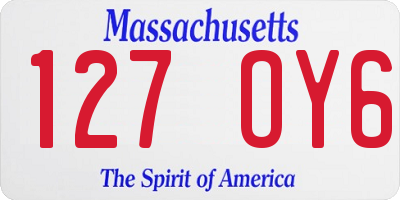 MA license plate 127OY6