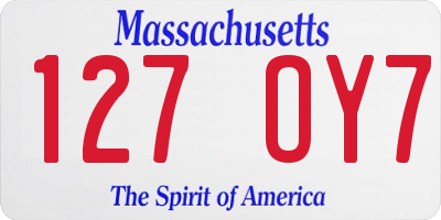 MA license plate 127OY7