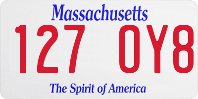 MA license plate 127OY8
