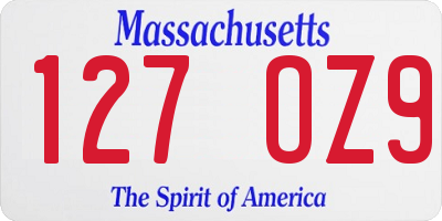 MA license plate 127OZ9