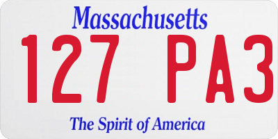 MA license plate 127PA3