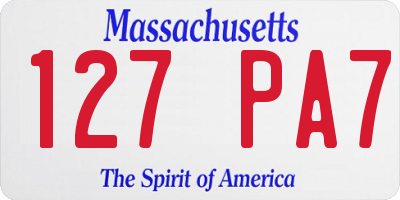 MA license plate 127PA7