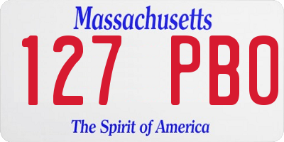 MA license plate 127PB0