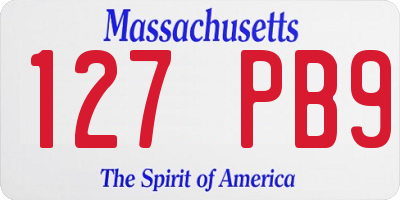 MA license plate 127PB9