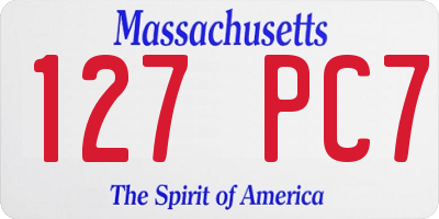 MA license plate 127PC7