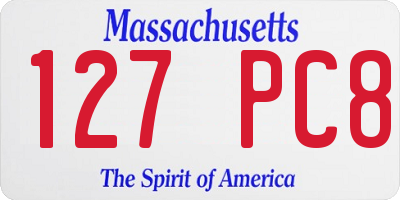 MA license plate 127PC8