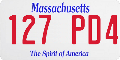 MA license plate 127PD4