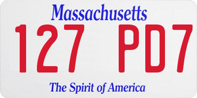 MA license plate 127PD7