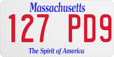 MA license plate 127PD9