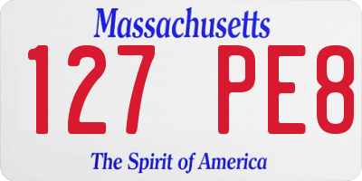 MA license plate 127PE8