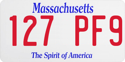 MA license plate 127PF9