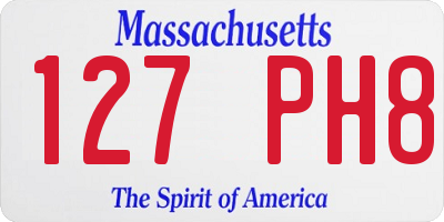 MA license plate 127PH8