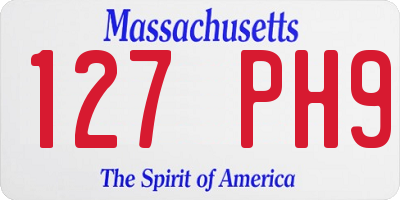 MA license plate 127PH9