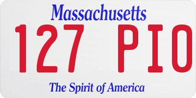 MA license plate 127PI0