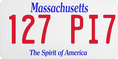 MA license plate 127PI7