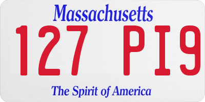 MA license plate 127PI9