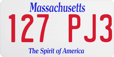 MA license plate 127PJ3
