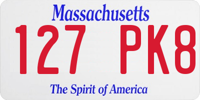 MA license plate 127PK8