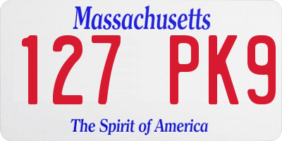 MA license plate 127PK9