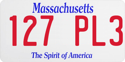 MA license plate 127PL3