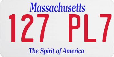 MA license plate 127PL7