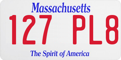 MA license plate 127PL8