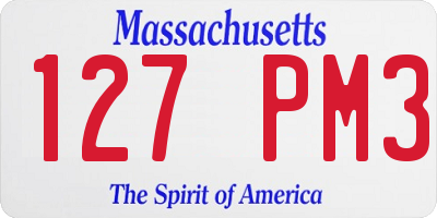 MA license plate 127PM3