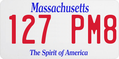 MA license plate 127PM8