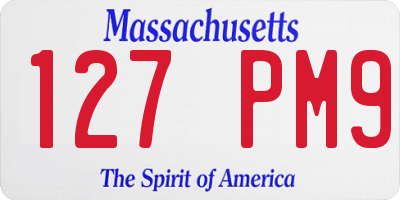 MA license plate 127PM9