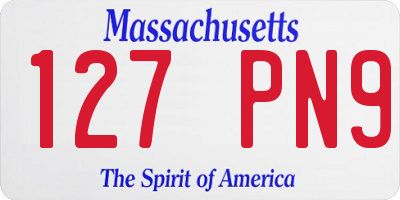 MA license plate 127PN9