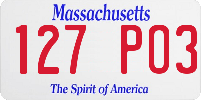 MA license plate 127PO3
