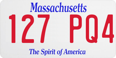 MA license plate 127PQ4