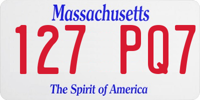 MA license plate 127PQ7
