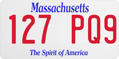 MA license plate 127PQ9