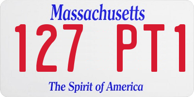 MA license plate 127PT1