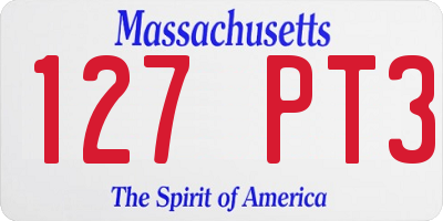 MA license plate 127PT3