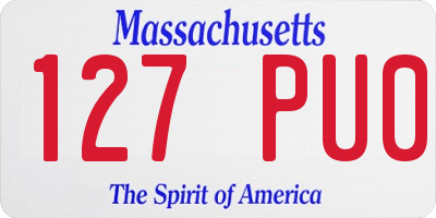 MA license plate 127PU0