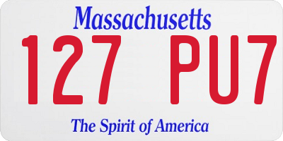MA license plate 127PU7