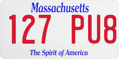 MA license plate 127PU8